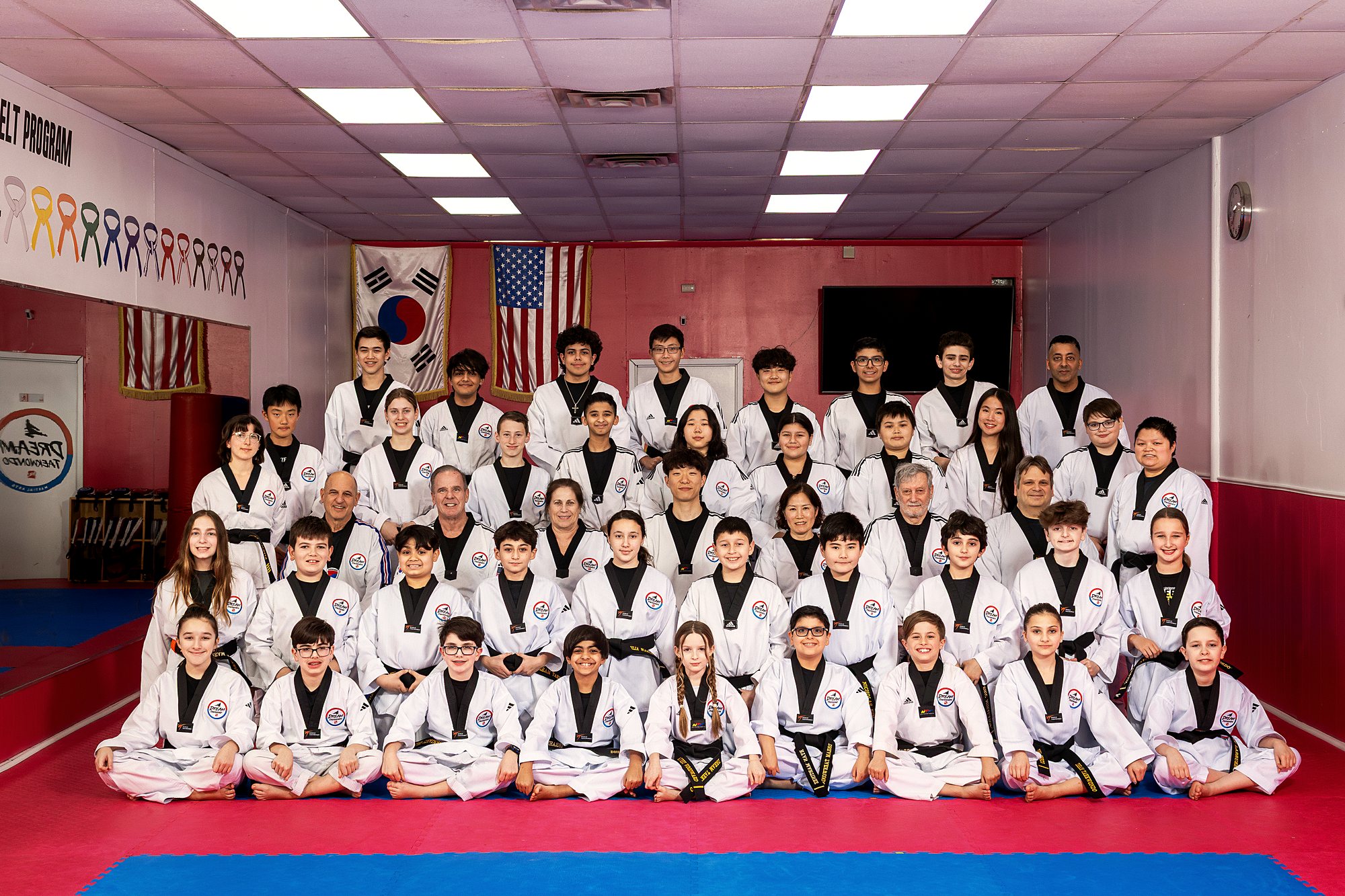 Dream Taekwondo black belt students with Master Lee